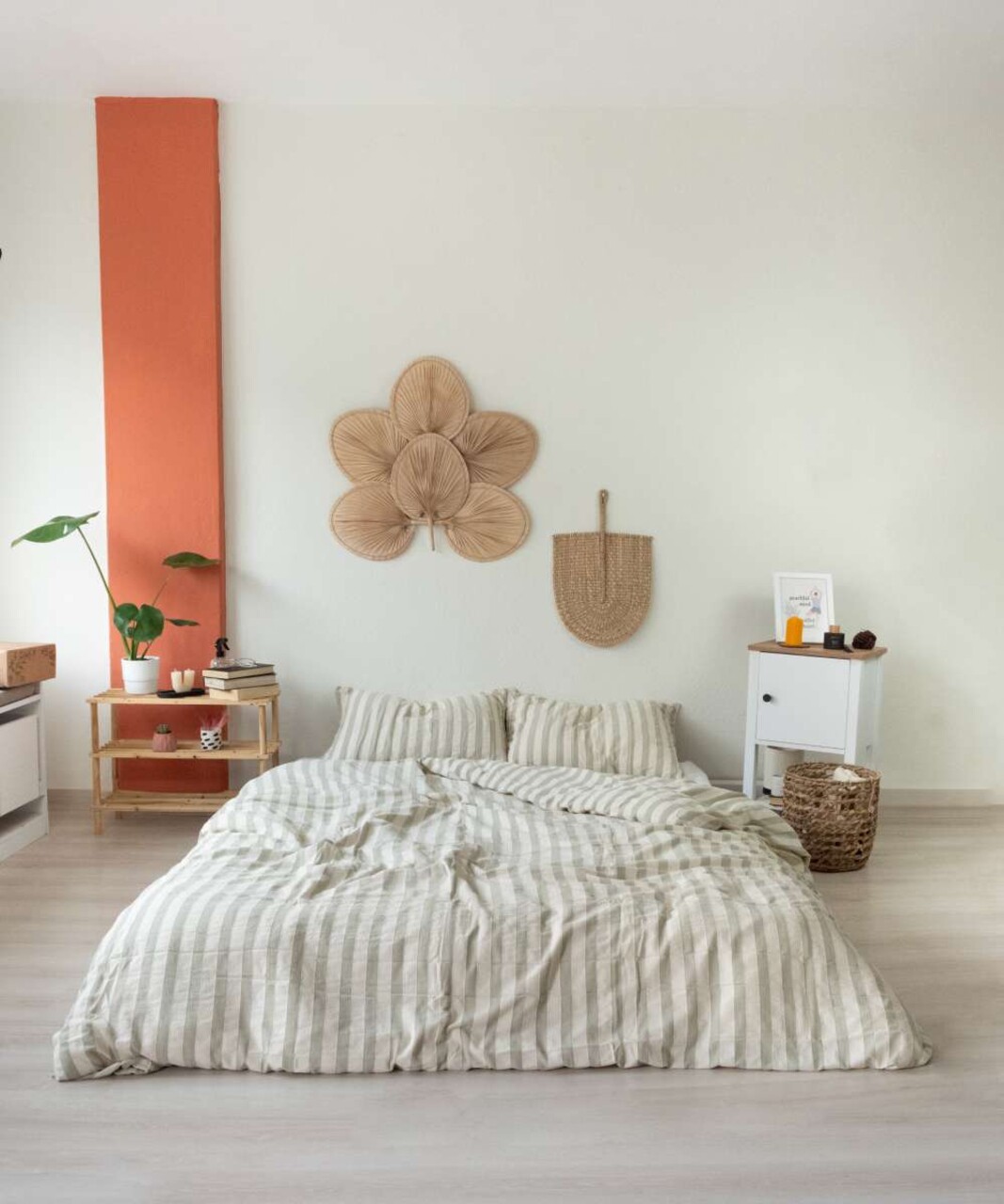 Lenjerie de pat dubla King (FR) L'essentiel Maison Green Wood Verde/Alb