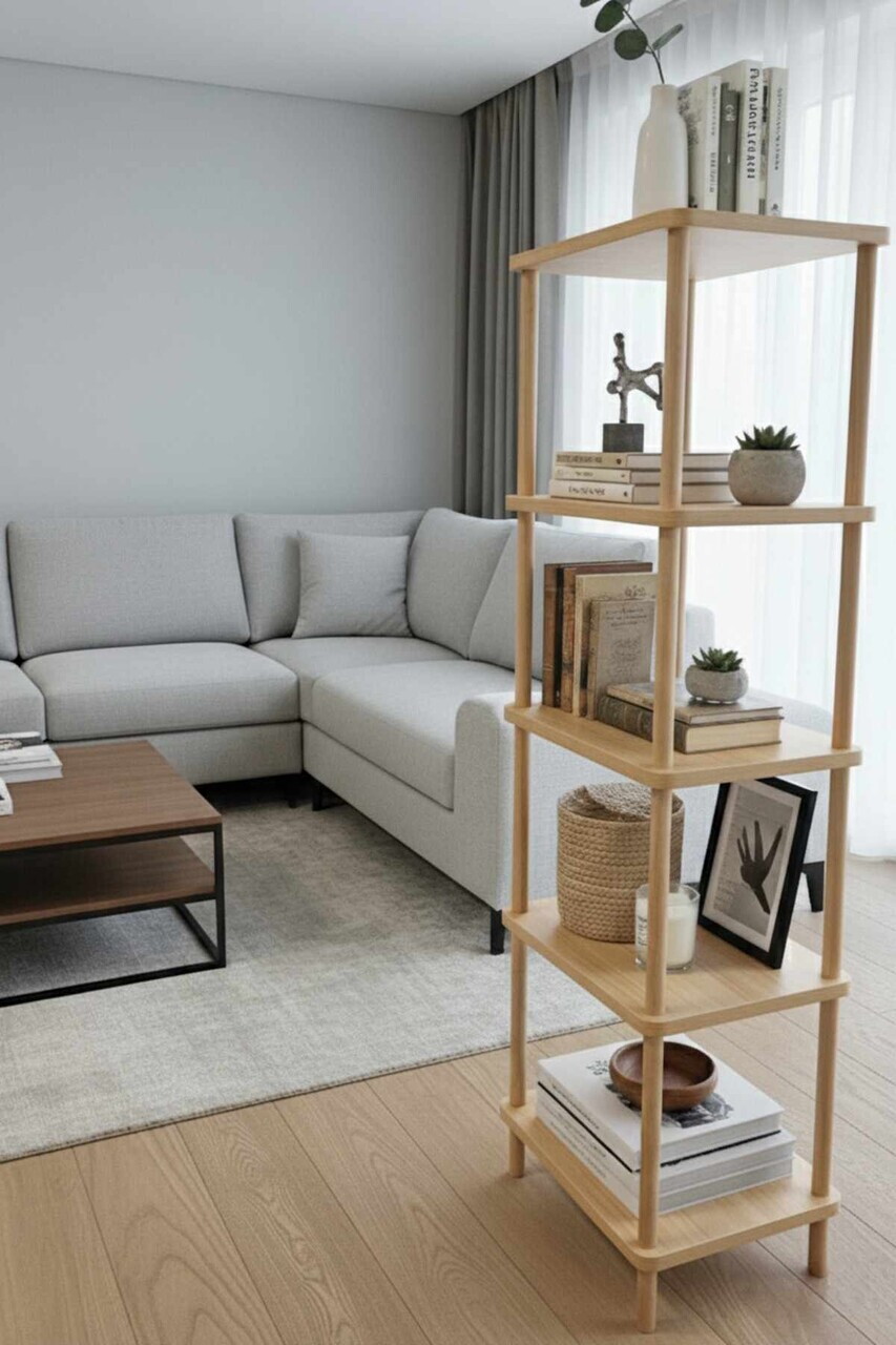 Corp biblioteca, Hanah Home, Pk261, 60x136x25 cm, PAL, Maro — imaginea 3