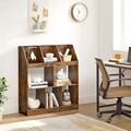 Corp biblioteca Cubby, Vasagle, 90 x 28 x 100 cm, placaj/otel, maro rustic