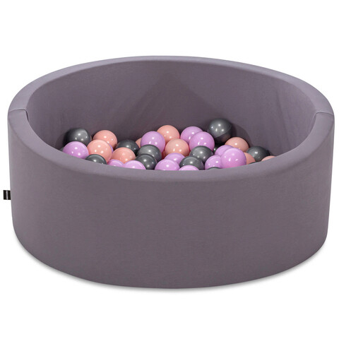 Piscina cu bile, Bubble Pops v9, 150 bile, Ø85 x 30 cm, bumbac/plastic, gri 150