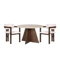 Set masă și scaune (3 piese), Nordure, Monroe 2, Travertin / Nuc Venezia / Nuc Închis / Alb