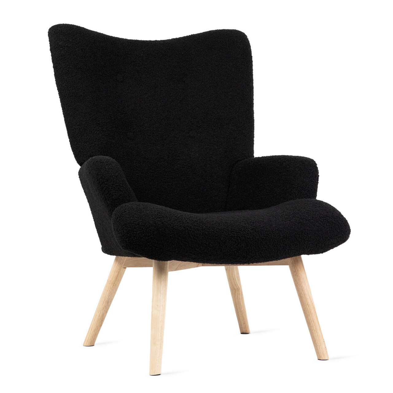 Fotoliu Moss Teddy Boucle, Homla, 70x48x95 cm, lemn/poliester, negru - 2 | YEO