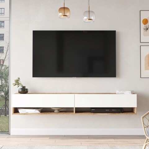 Comoda tv, locelso, fr9, 180x29.1x31.6 cm, pin atlantic / alb