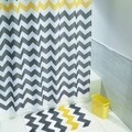 Perdea de dus Chevron, iDesign, 183x183 cm, poliester, gri/galben