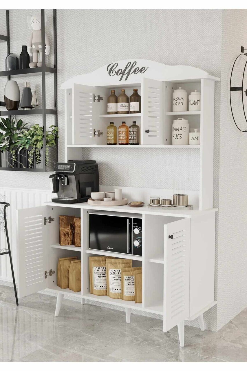 Dulap de bar pentru cafea, Hanah Home, Avior 120, 120x170x40 cm, MDF, Alb - view 3