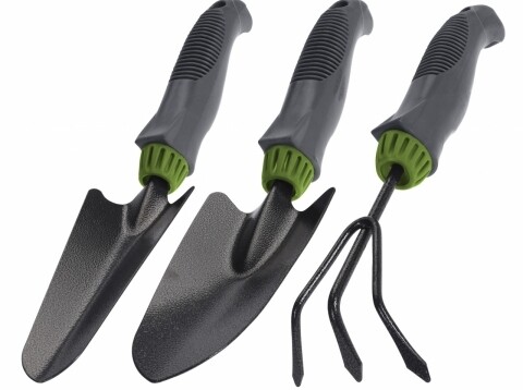 Set 3 ustensile de gradina Green, metal, plastic, gri inchis si verde