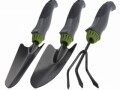Set 3 ustensile de gradina Green, metal, plastic, gri inchis si verde