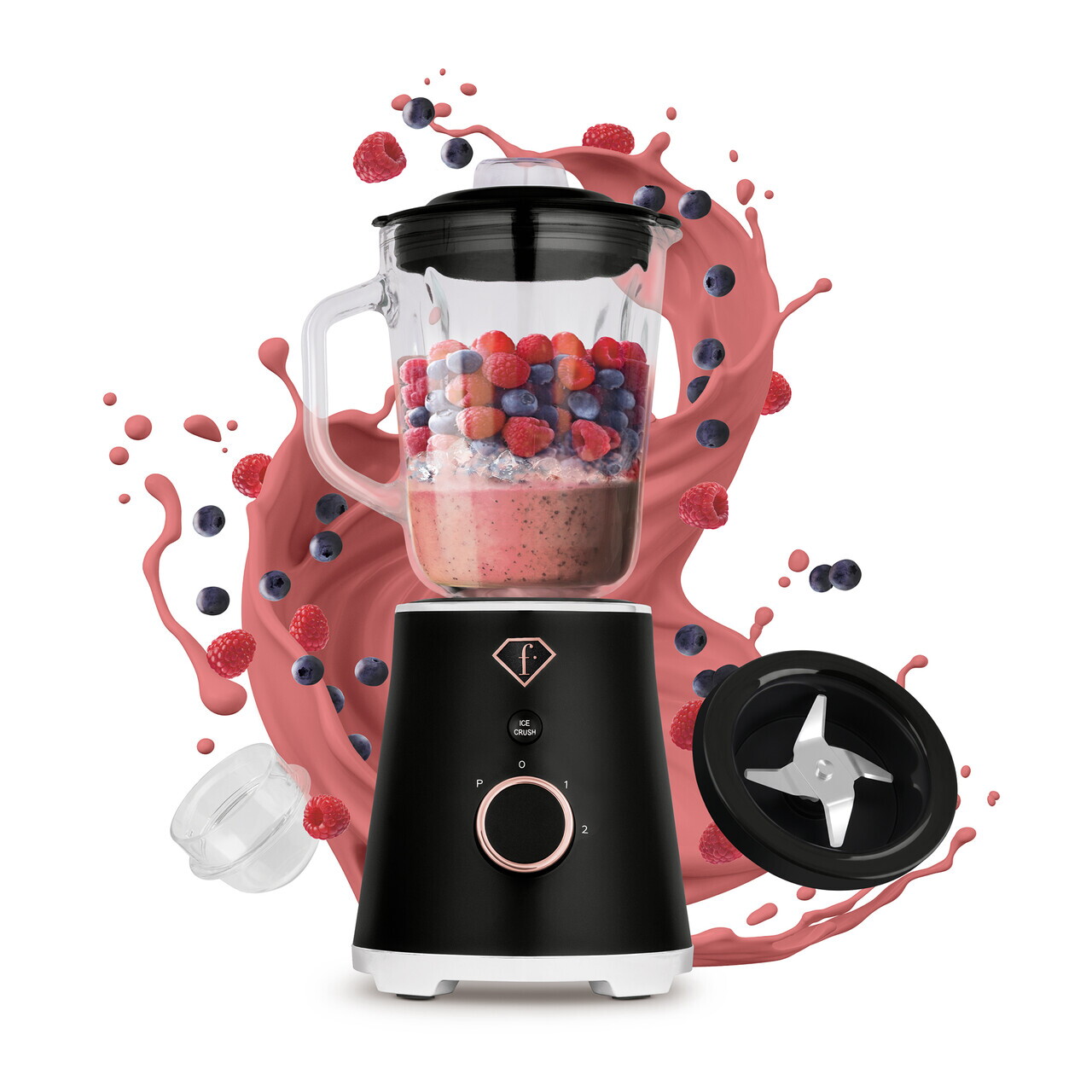 Blender de masa Fashion TV, Black Rose, 1.5L, 1000W, plastic/sticla, negru/transparent - view 3