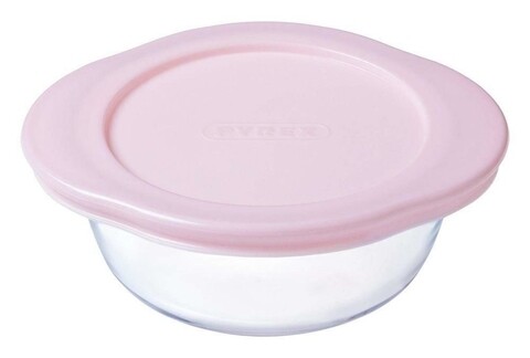 Poza Caserola rotunda cu capac, Pyrex My First, 0.35 L, sticla temperata, roz