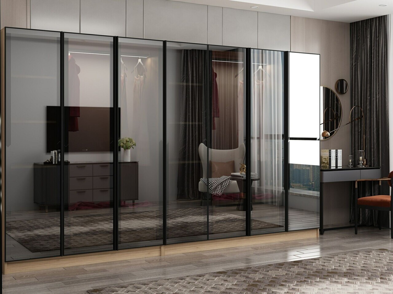 Dulap pentru haine, Hanah Home, Nisa, 315x210x52 cm, Dore — imaginea 3