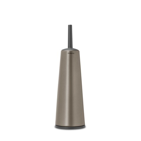 Perie de toaleta cu suport, Brabantia, ReNew Platinum, 12x12x42 cm, otel, gri inchis
