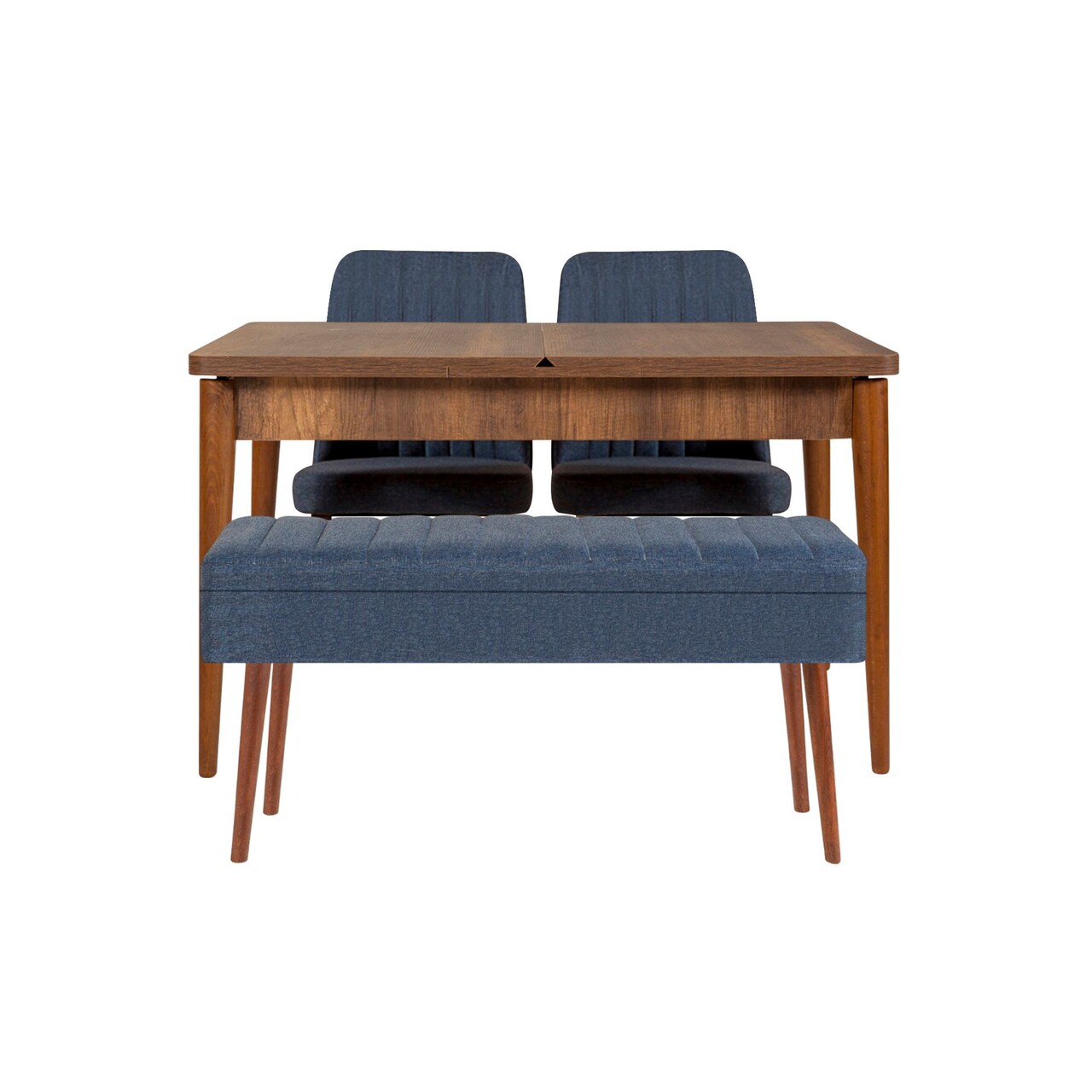 Set masa extensibila si scaune, Hanah Home, Vina 1048, Nuc / Albastru închis - imagine 4