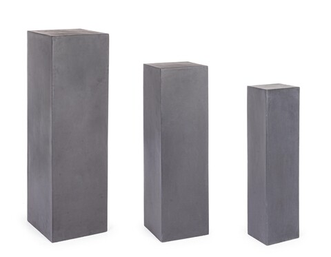 Set ghivece 3 piese Melange Column, Bizzotto, 35 x 35 x 120.5 cm, fibra de lut, gri antracit