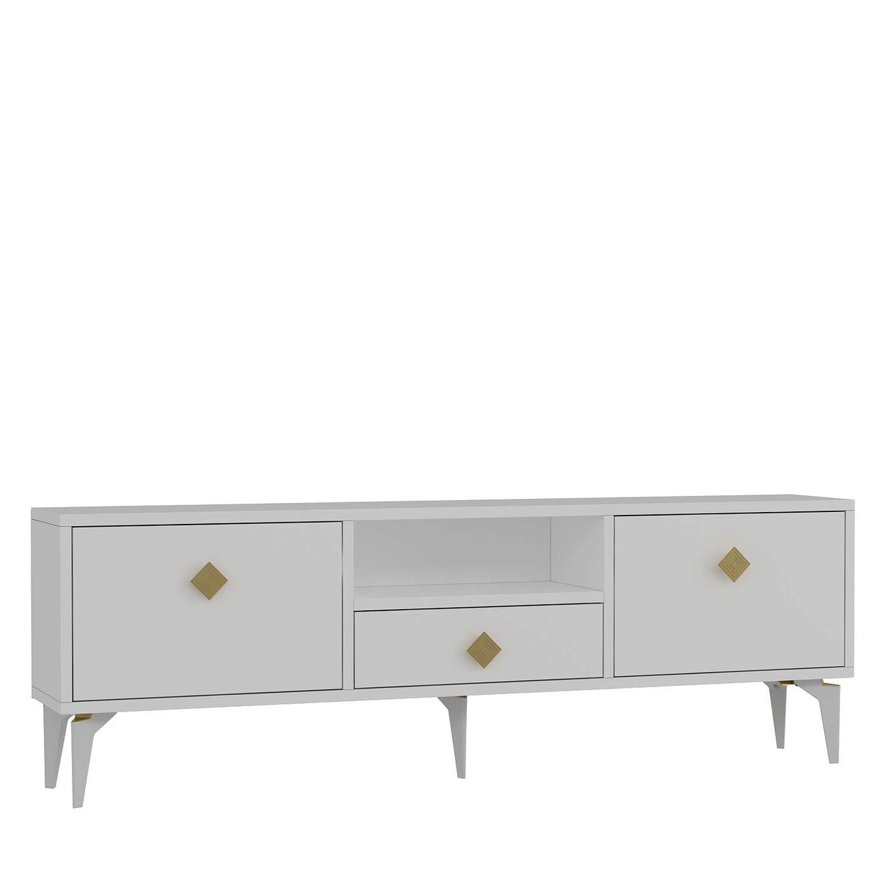 Comoda TV, Hanah Home, 1304-DROP-1, 140x49x30 cm, PAL , Alb/Auriu - view 4