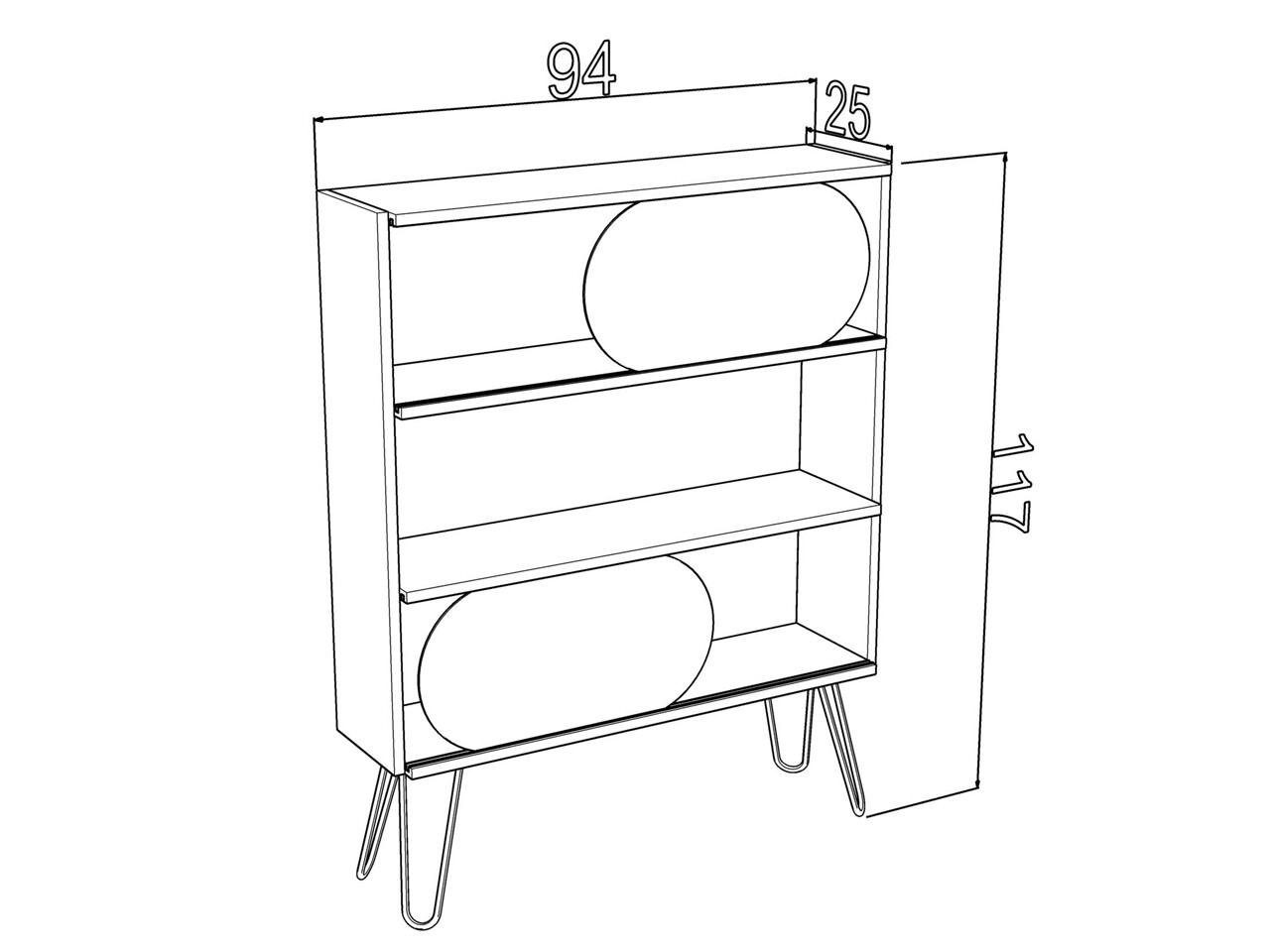 Biblioteca Mingitav Illia No.1, 94 X 25 X 117 Cm, PAL/metal, Oak/alb