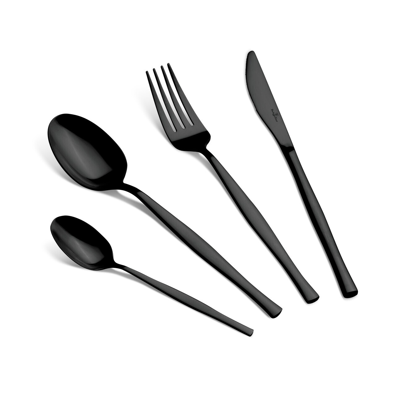 Set tacamuri 24 piese Berlinger Haus, Matte Black, model patrat, inox, negru - view 7