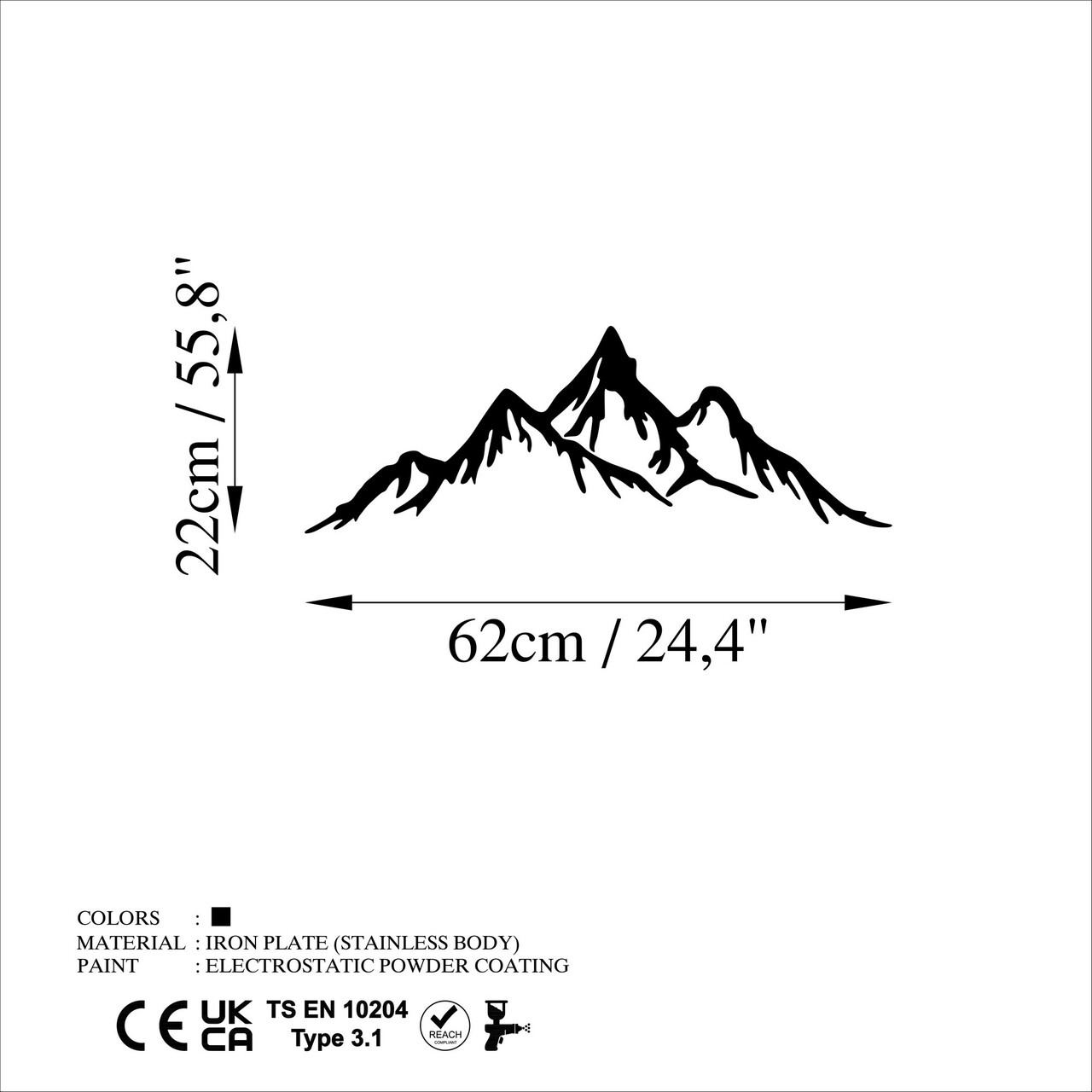 Decoratiune de perete, Full Mount And Mountain, Dimensiune: 62 x 22 cm, Negru - view 6