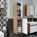 Dulap de baie, Hanah Home, 1755, 35x130x30 cm, MDF-LAM, Pin Atlantic / Alb Mat