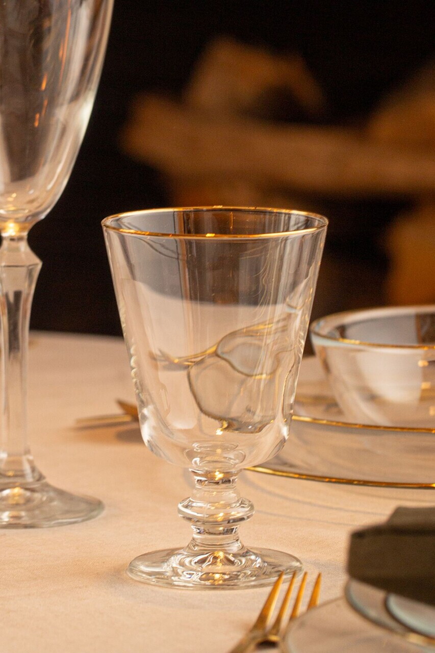 Set de pahare de vin Hermia 127RKL1168 Sticla Auriu / Transparent
