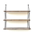 Raft de perete WR040, Evila Originals, 55x15x60 cm, lemn de molid, maro/negru