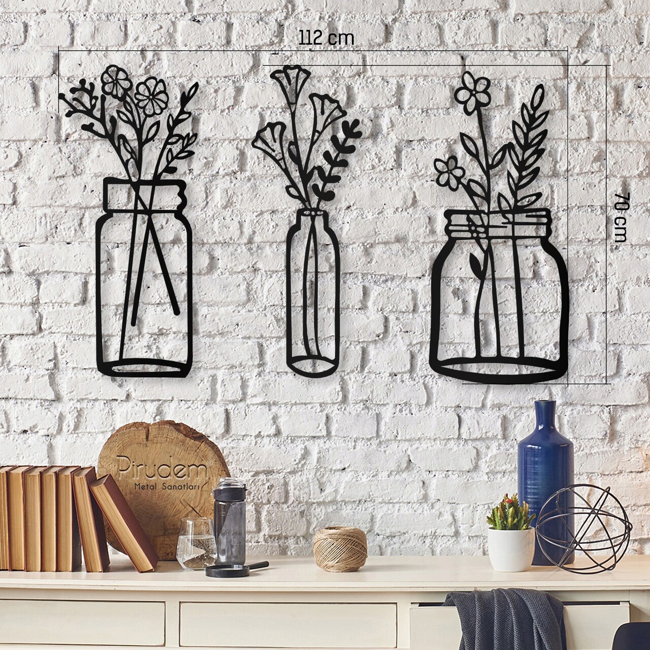 Decoratiune De Perete, Life İn The Vases, Metal, Dimensiune: 112 X 70 Cm , Negru