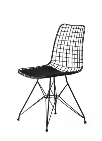 Set 2 scaune, Nmobb, Tivoli 271, 46 x 81 x 42.5 cm, metal/piele, negru Mobilier si saltele