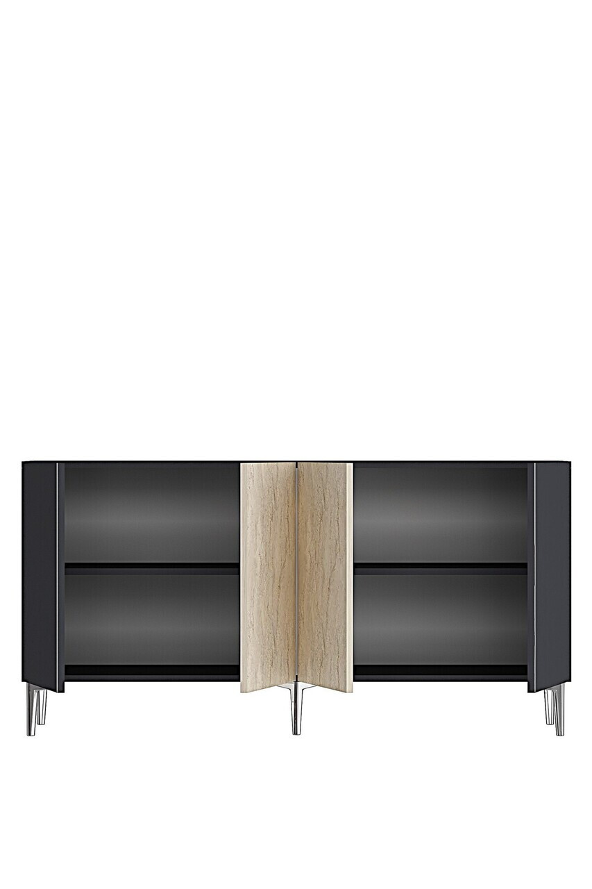 Consola, Hanah Home, Poli 150, 150x75x32 cm, Antracit / Travertin / Argint — imaginea 6