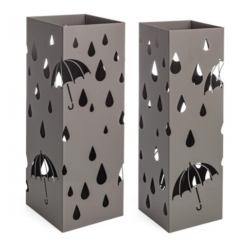Set 2 suporturi pentru umbrele, drizzle z02, bizzotto, 18x18x49 cm, otel, grej