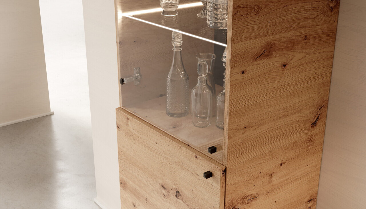 Dulap de bucatarie cu iluminare LED ADRK, Evi II, 50x40x190 cm, PAL laminat, artisan — imaginea 5