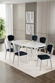 Set masa si scaune (7 piese), Hanah Home, Flori, Alb / Antracit