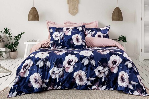 Lenjerie de pat dubla, L'essentiel Maison, Scala, Mov / Pudră / Alb