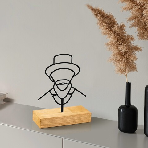 Decoratiune, Vincent, 21x8x17 cm, Metal, Lemn/Negru