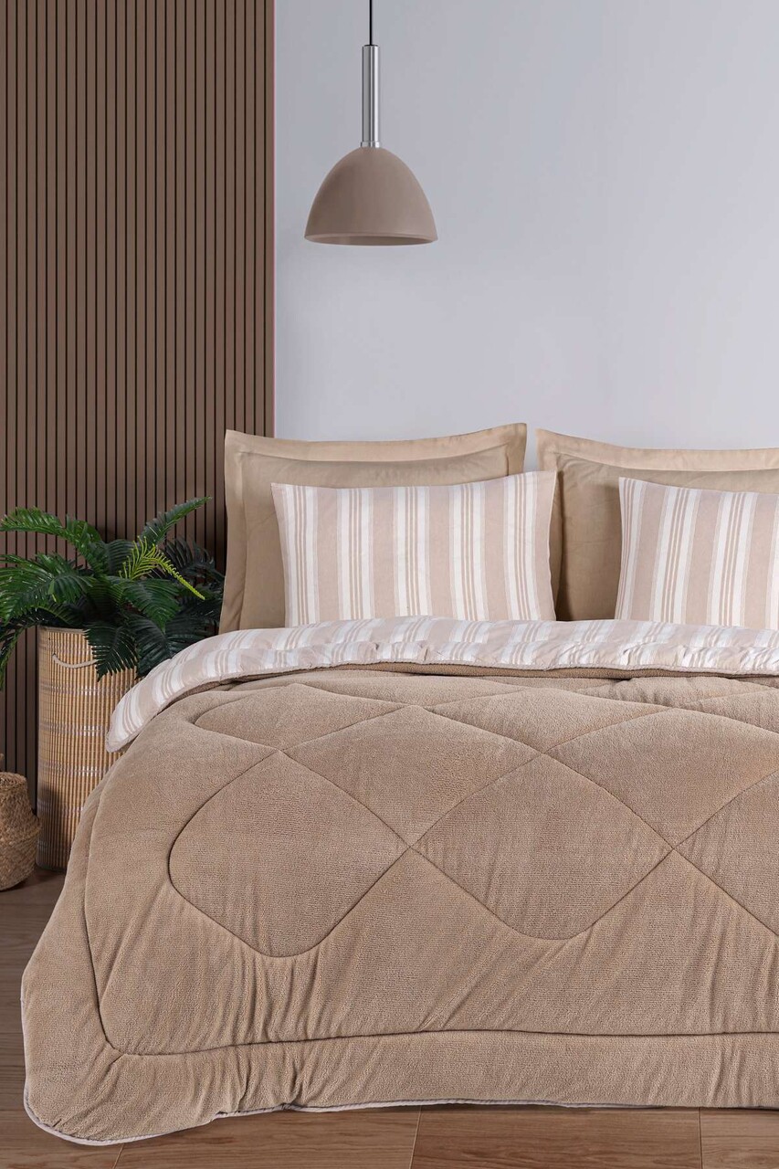 Set cuvertura si perna, L'essentiel Maison, Soft Line, Bej - view 3