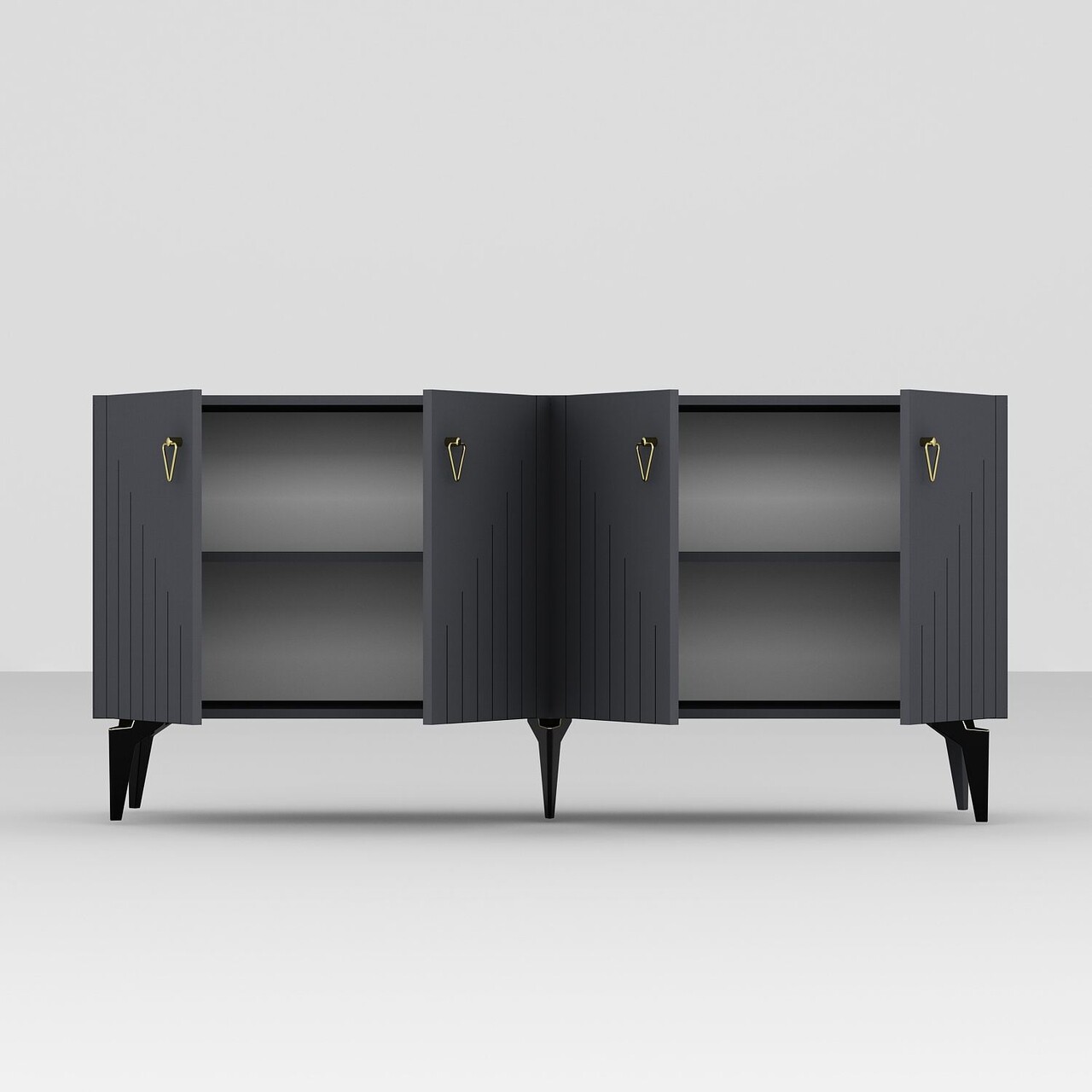 Consola, Hanah Home, Meda, 150x79x40 cm, PAL , Antracit / Aur - view 6