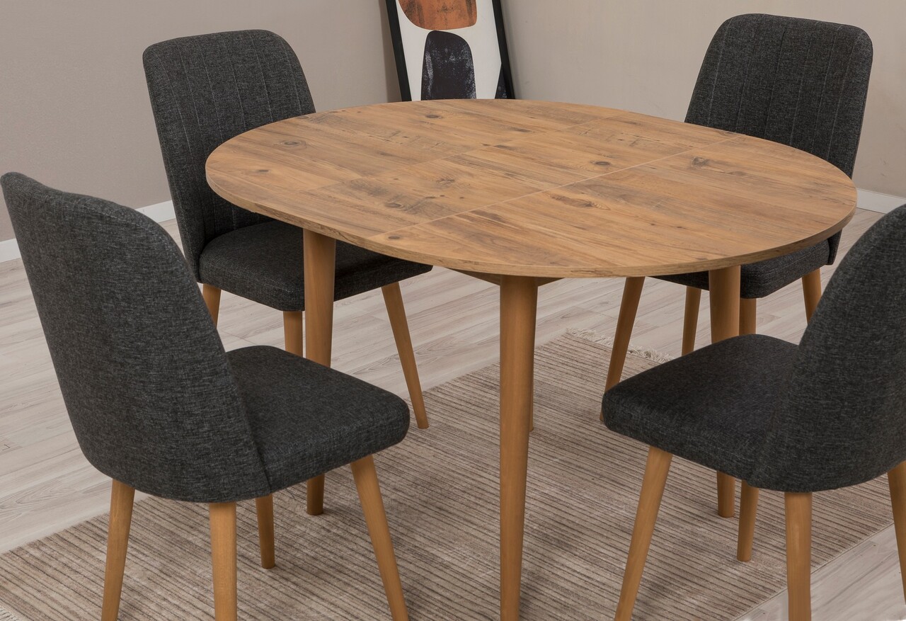 Set masa extensibila si scaune, Hanah Home, Vina 1053, Pin Atlantic / Antracit - imagine 5