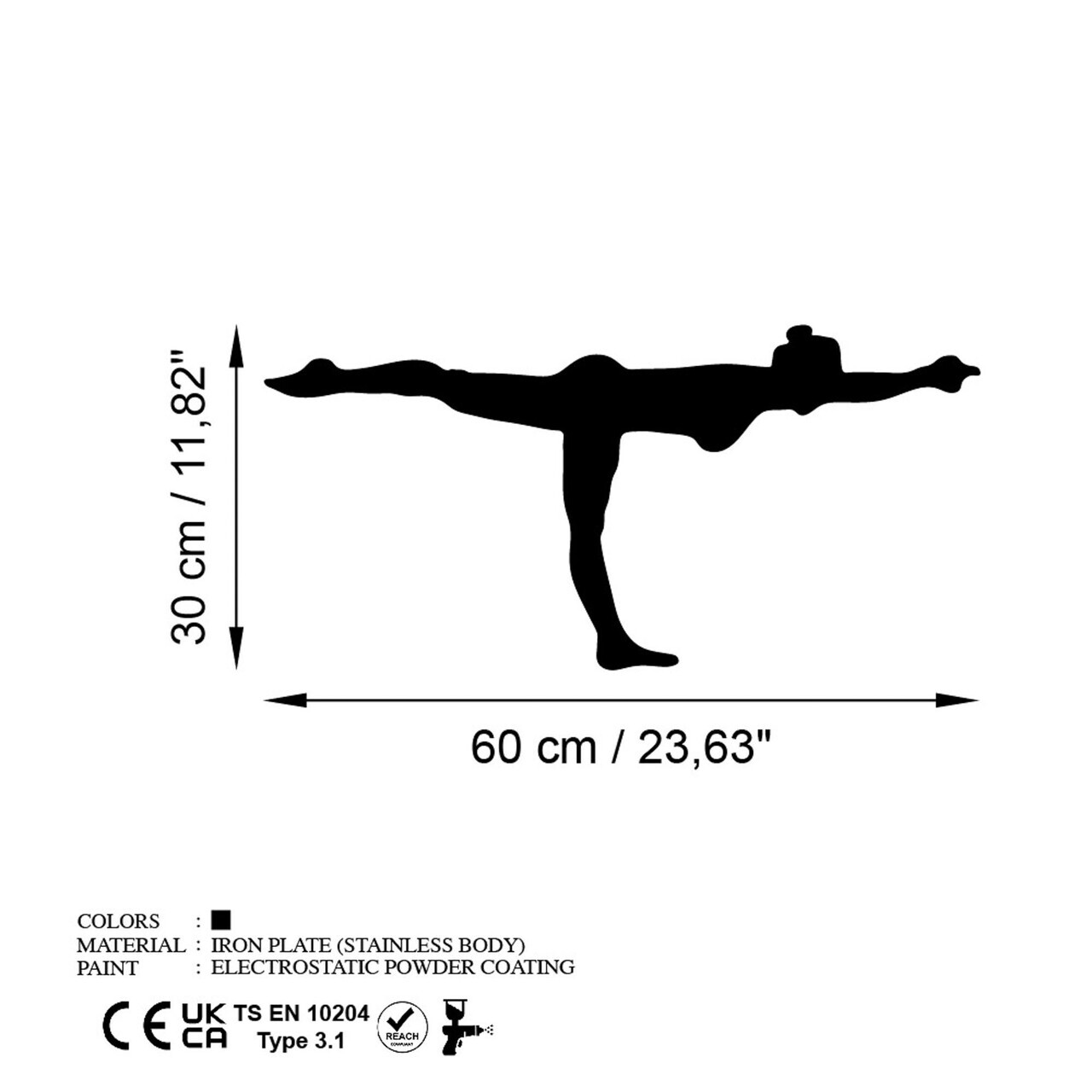 Decoratiune de perete, Yoga 24, Dimensiune: 60 x 30 cm, Negru — imaginea 6
