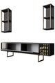 Comoda TV, Bexley, Gold Line, 180x30x48 cm, PAL, Antracit / Negru