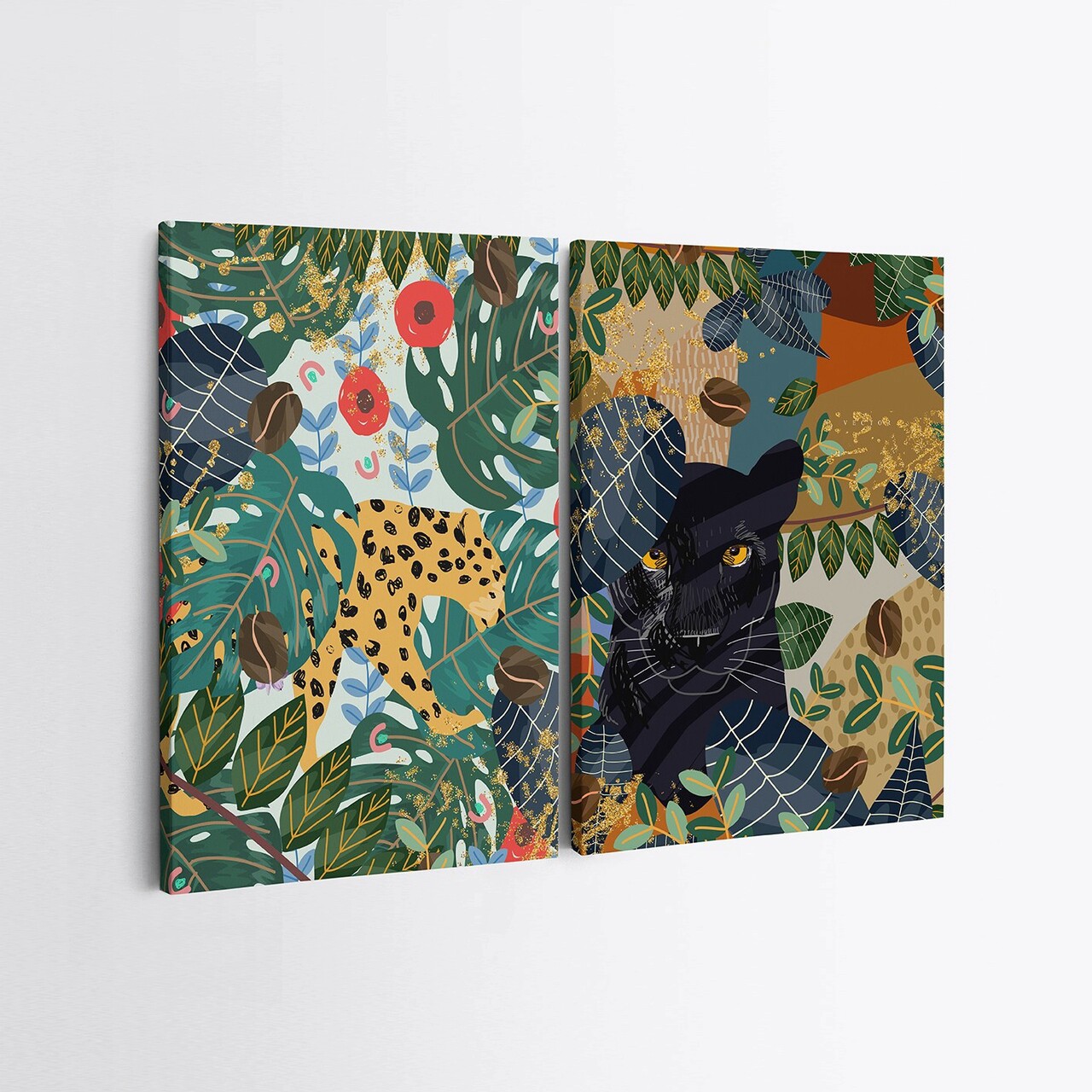 Set 2 tablouri decorative, 2KNV4248, Lemn, Multicolor - view 2