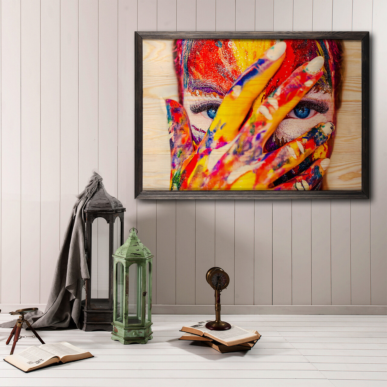 Tablou decorativ, Colorful XL, Lemn, Lemn, Multicolor