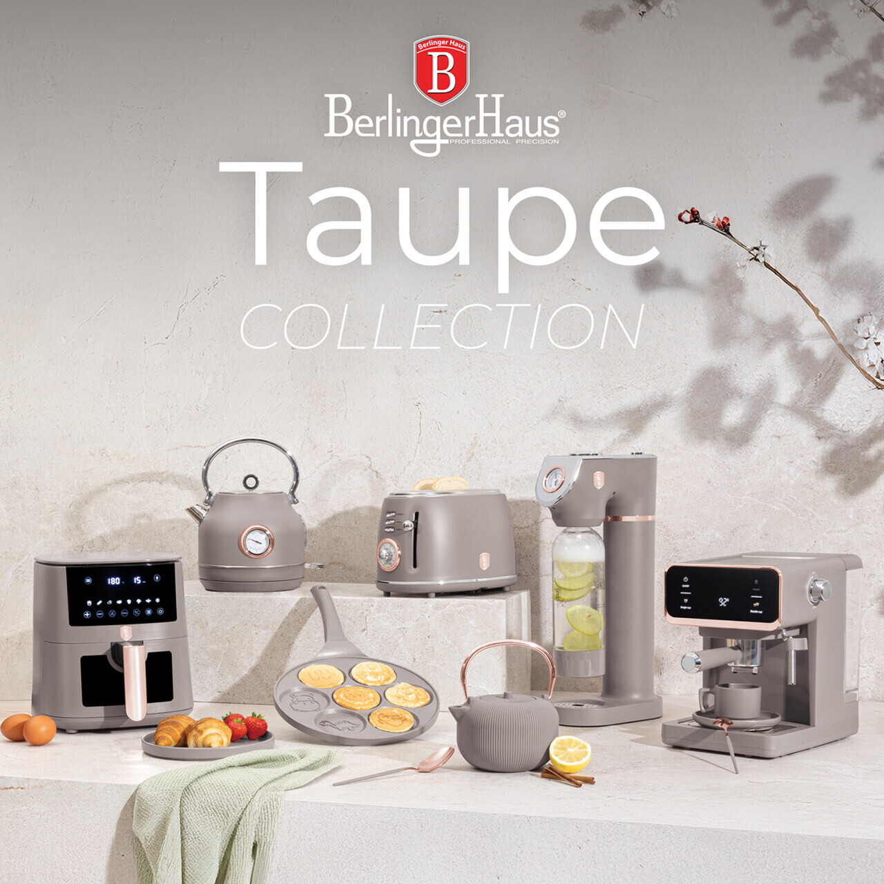 Set 5 cutite cu tocator Berlinger Haus, Taupe, inox/bambus, taupe mat/natur - imagine 8