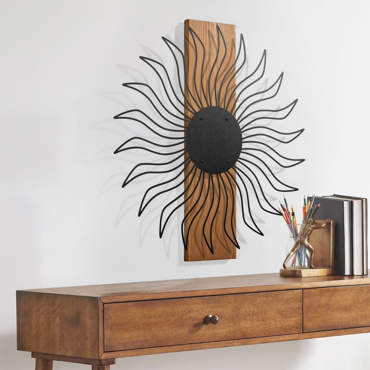 Decoratiune de perete, Solis, Cadru: Lemn (Grosime: 2 cm), Nuc negru — imaginea 5