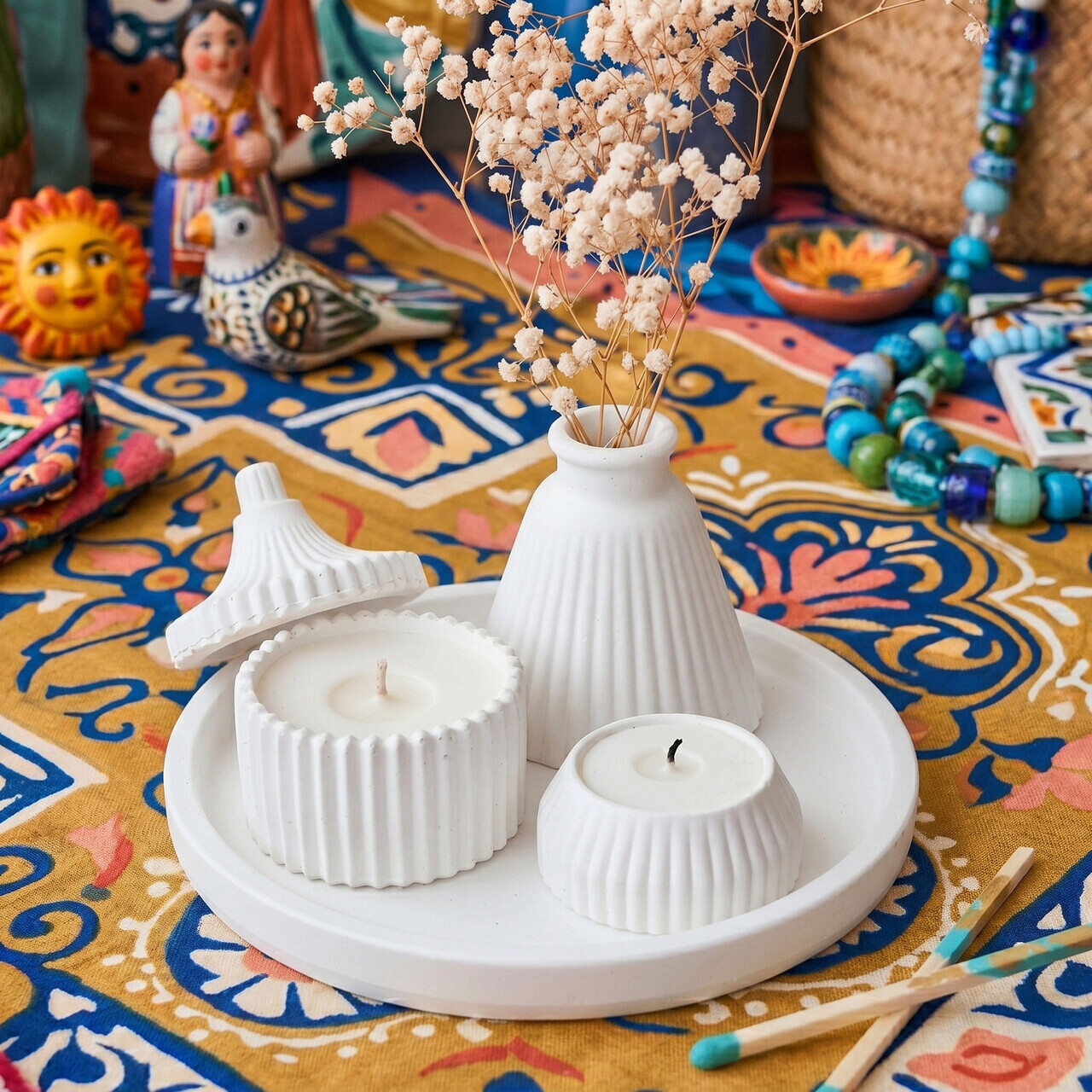 Set de lumanari, 1286 HC, BETON, Alb — imaginea 2