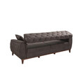 Canapea extensibila cu 3 locuri, Unique Design, 867UNQ1525, Lemn de carpen, Antracit