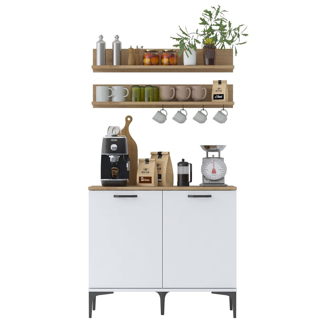 Dulap multifunctional, Hanah Home, JE232, PAL melaminat, Alb/Maro - view 9
