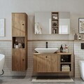 Set Dulap de Baie cu Chiuvetă și Oglindă (3 Piese), Hanah Home, 2487, MDF, Maro