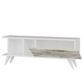 Comoda TV, Odessa, Liberty, 120x30x45 cm, PAL, Alb / Marmura