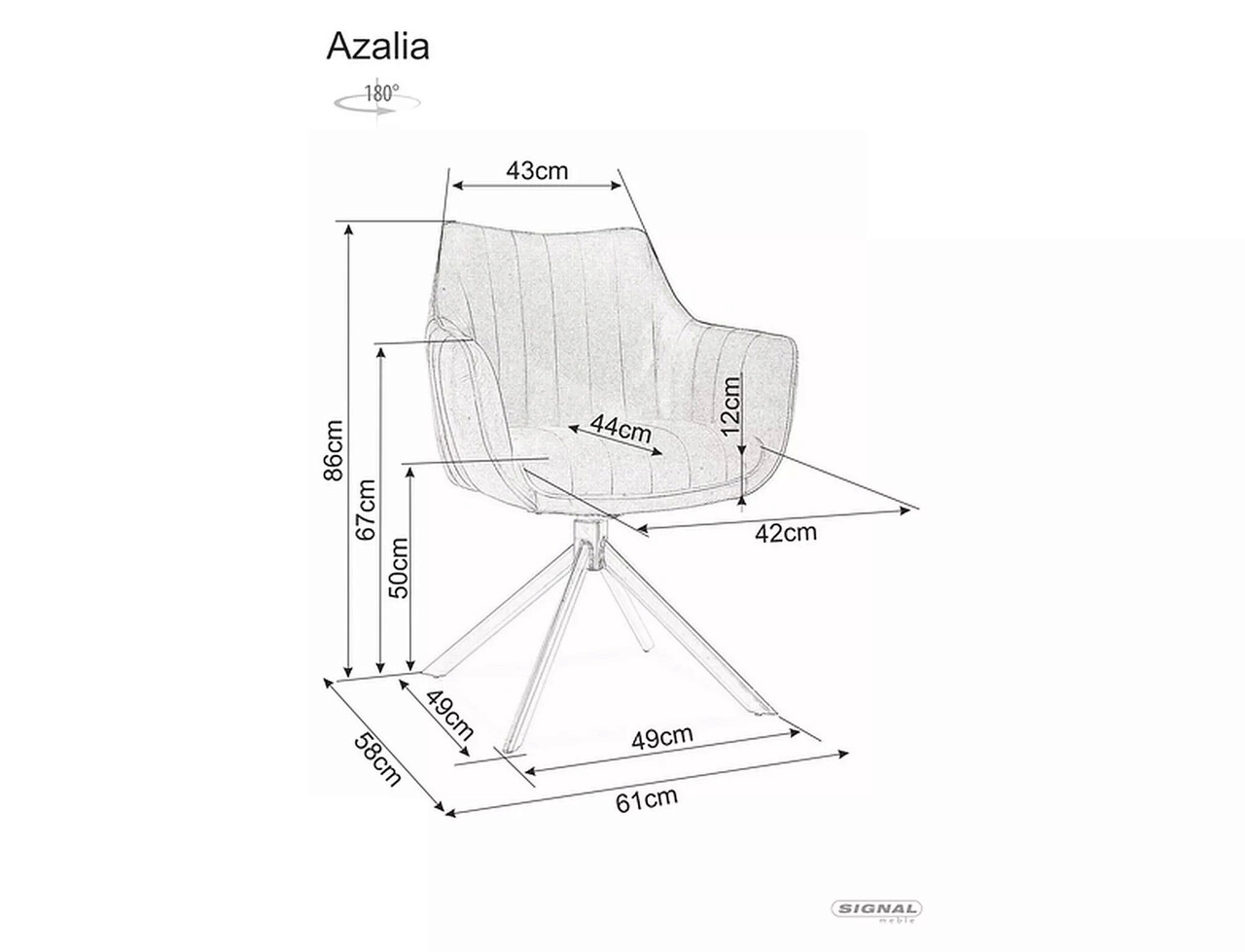 Scaun rotativ Azalia, Signal, 61x44x86 cm, piele ecologica/otel, bej/negru