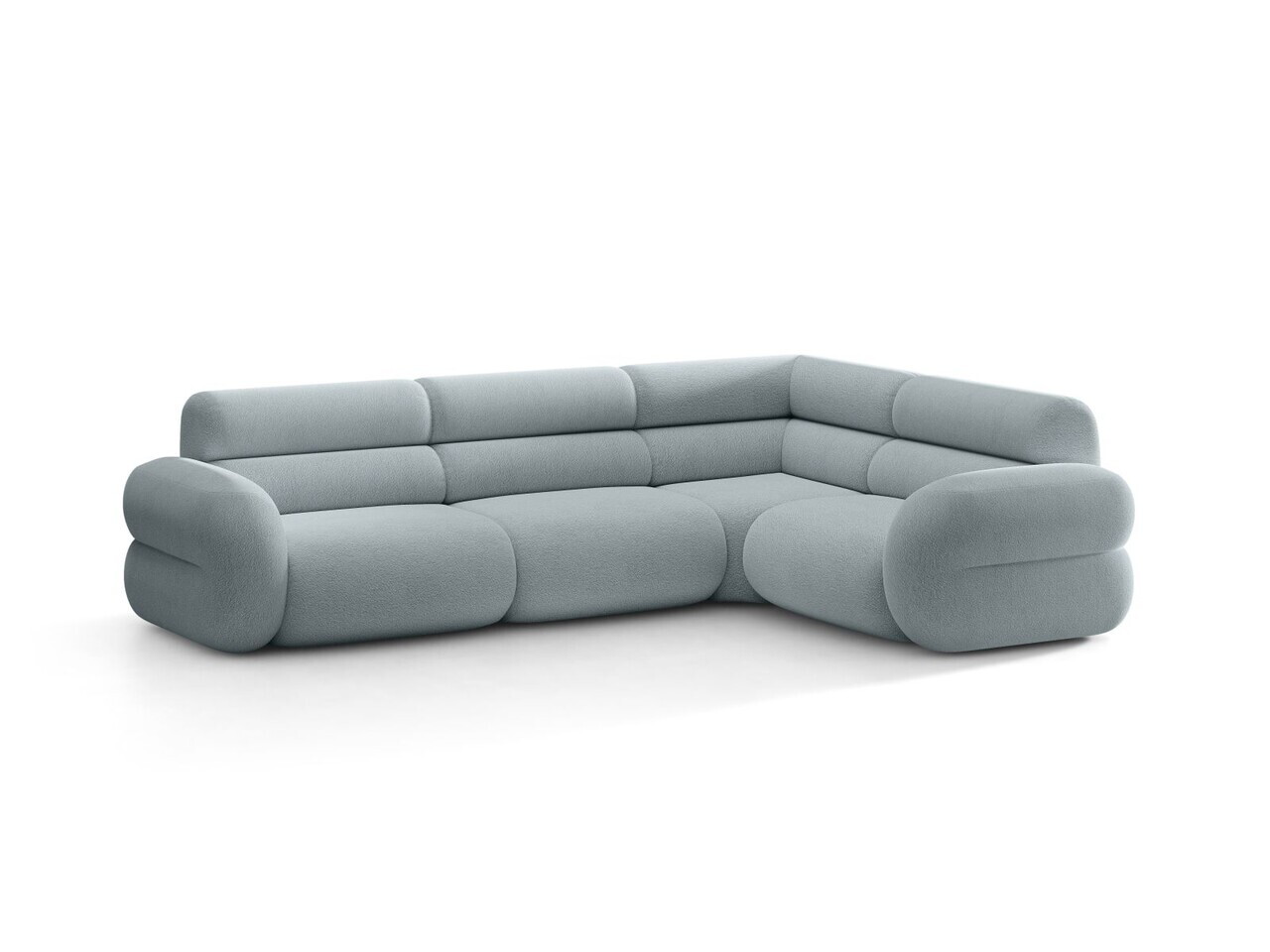 Coltar dreapta 5 locuri, Neo, Micadoni Home, 295x210x83 cm, tesatura Boucle, albastru deschis — imaginea 6
