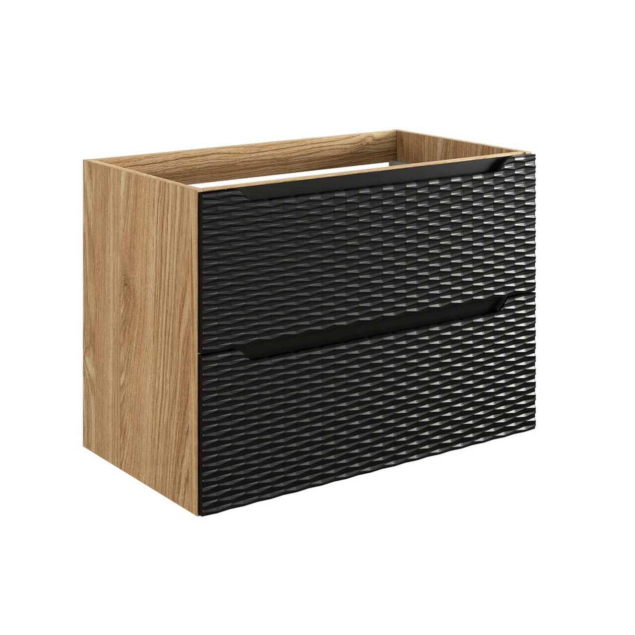 Set mobiler baie, dulap cu lavoar, 80 cm Mona, Ocean Black, Comad, MDF/PAL laminat, negru mat/stejar — imaginea 2