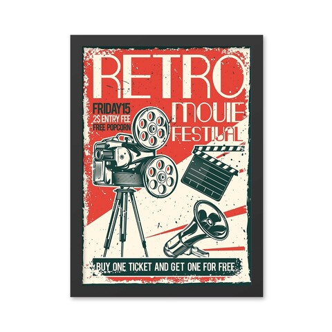 Tablou decorativ, Retro Movie (35 x 45), MDF , Polistiren, Multicolor